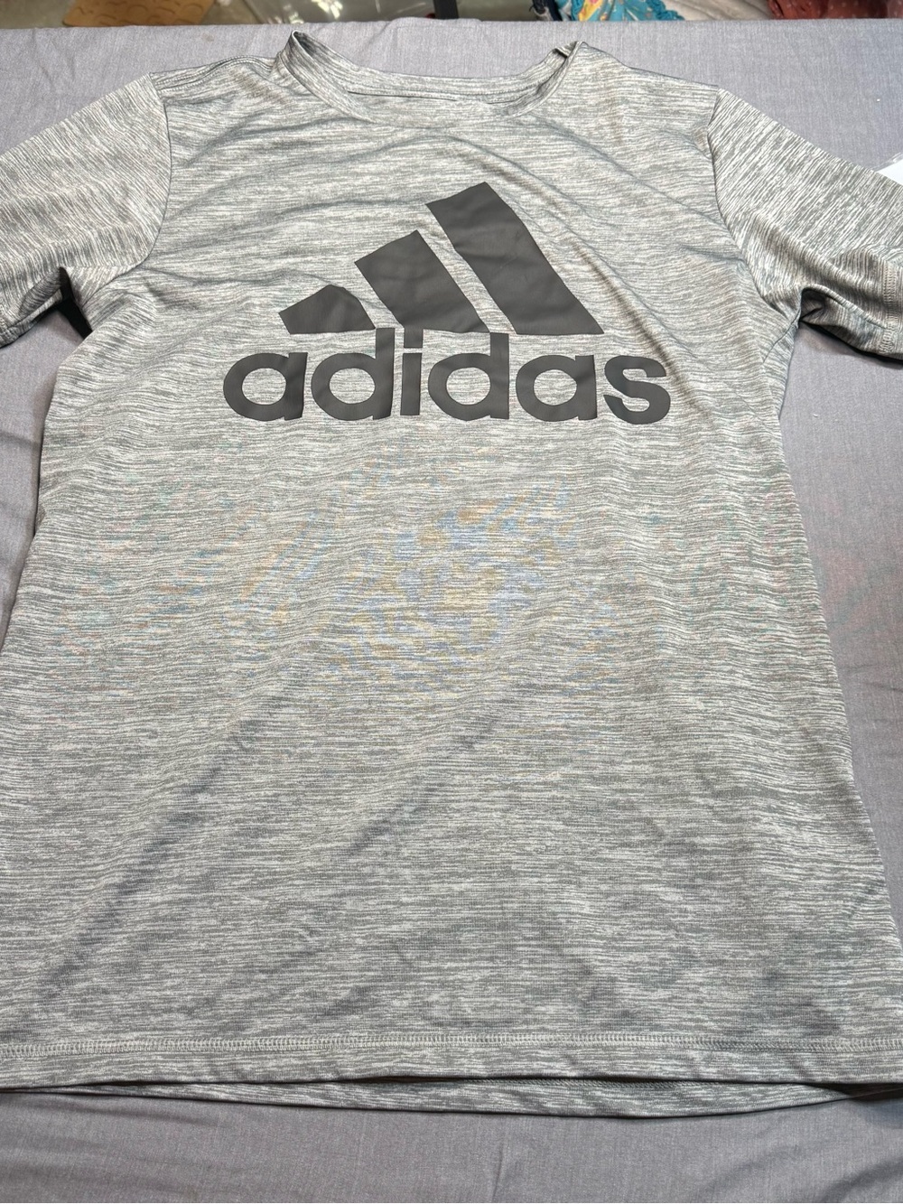 adidas Gray Heather Short Sleeve Tee with Black Logo